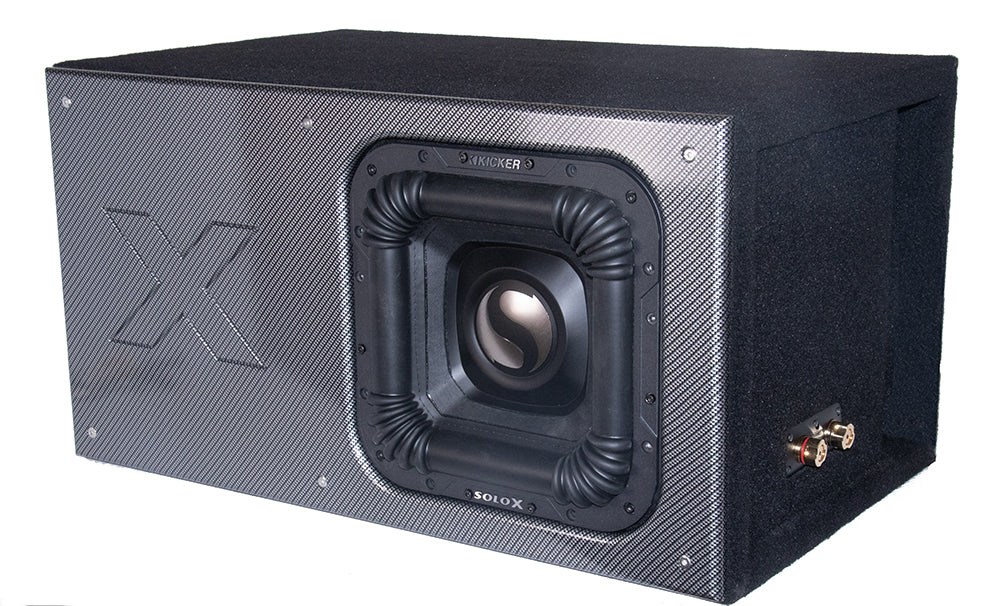 15SXK-P Black Atrend Single 15" Kicker Solo X Box w/ Custom front Plate (Unloaded Enclosure)