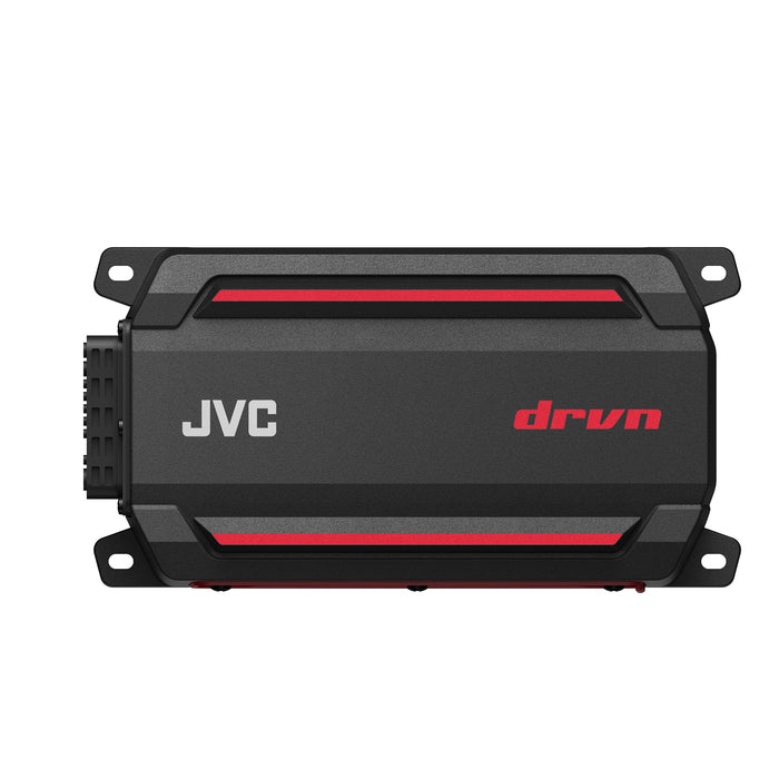 KS-DR2004D JVC 4-Channel Compact Powersports Digital Amplifier 50Wx4 at 4ohms 75Wx4 at 2ohms RMS, 600W Peak Marine, UTV & Motorsport Vehicles, Solid Corrosion-Resistant Aluminum Chassis, IP66 / IP67 Certified and Water Vibration-Proof