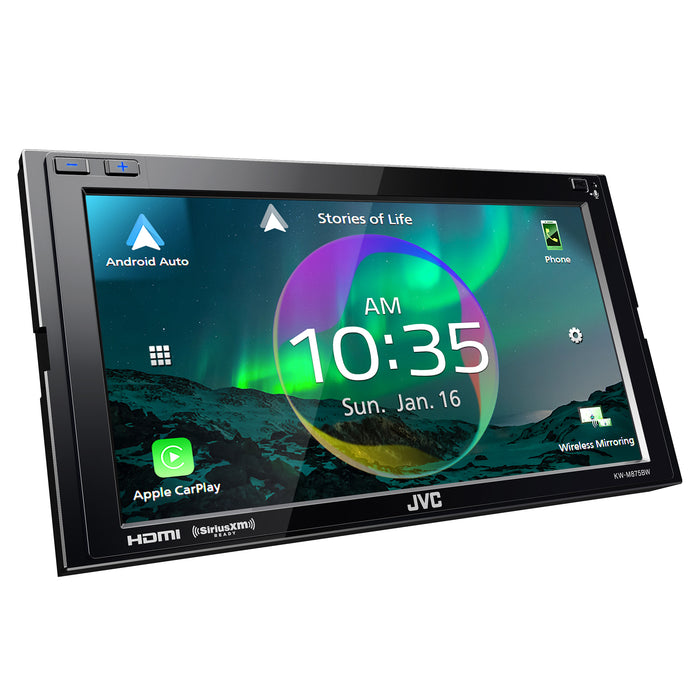 KW-M875BW JVC Hi-Res Audio Digital Multimedia Receiver 6.8” Double-Din Touchscreen Head Unit with Wireless CarPlay and Wireless Android Auto, HDMI, AM/FM, Bluetooth, USB Type C Port, iDatalink Maestro, SiriusXM Ready, Car Radio