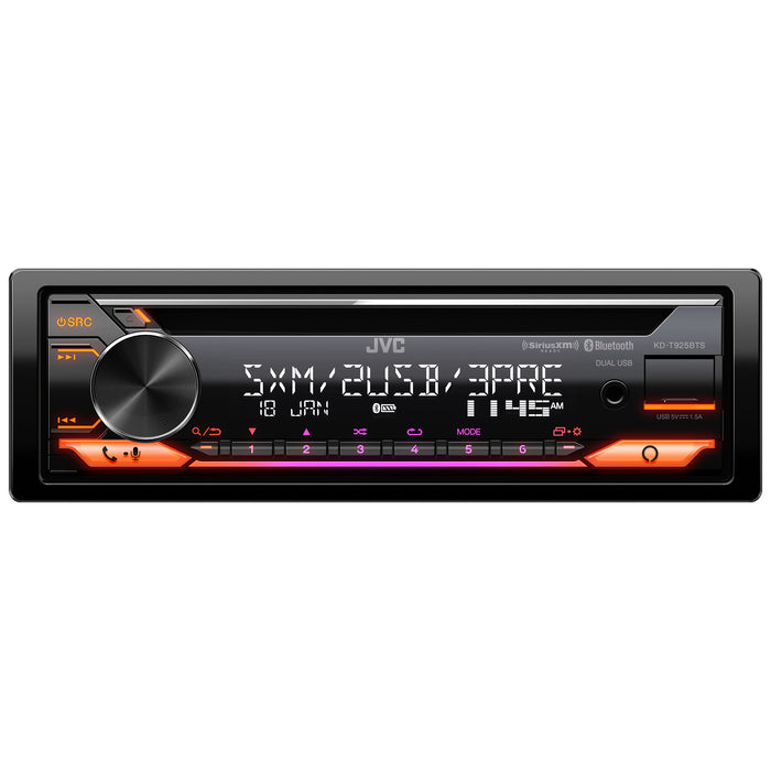 KD-T925BTS JVC Single-Din CD Player Head Unit with Bluetooth, Dual USB, AM/FM Radio, SiriusXM Ready, Amazon Alexa Enabled, 13-Digit LCD Dual-Line Display, Car Radio Stereo Receiver