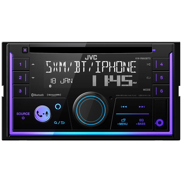 KW-R950BTS JVC Double-Din CD Player Head Unit AM/FM, Bluetooth, USB Port, SiriusXM Ready, Car Radio