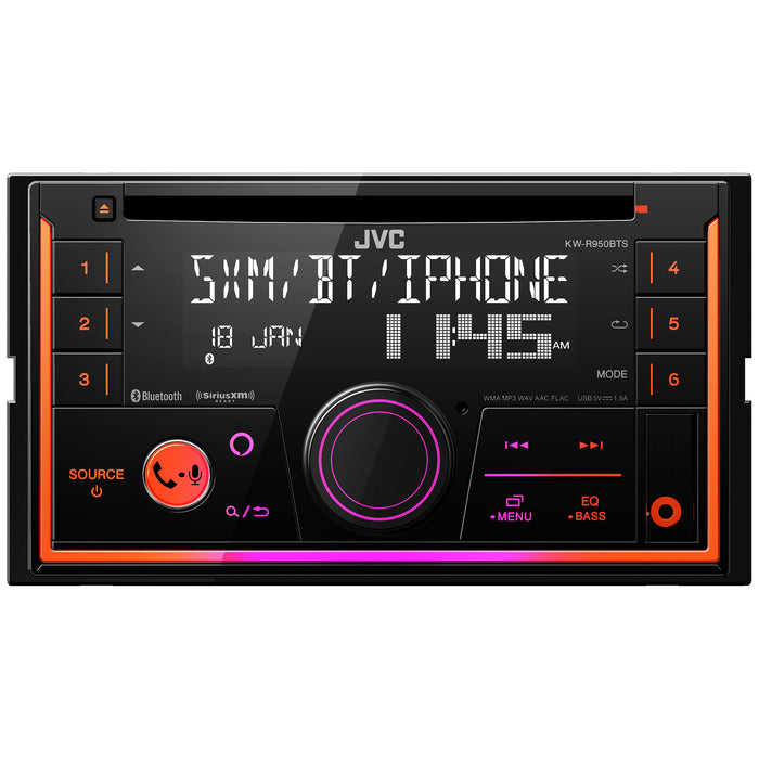 KW-R950BTS JVC Double-Din CD Player Head Unit AM/FM, Bluetooth, USB Port, SiriusXM Ready, Car Radio