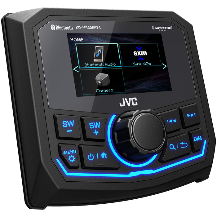 KD-MR305BTS JVC Marine Gauge Receiver Weatherproof 2.7" Inch LCD, Built in Amplifier, Bluetooth, USB Port, AM/FM/ Weather Band Tuner, SiriusXM Ready, Video Camera Input