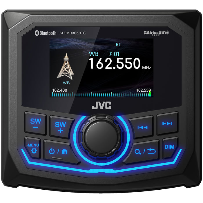 KD-MR305BTS JVC Marine Gauge Receiver Weatherproof 2.7" Inch LCD, Built in Amplifier, Bluetooth, USB Port, AM/FM/ Weather Band Tuner, SiriusXM Ready, Video Camera Input