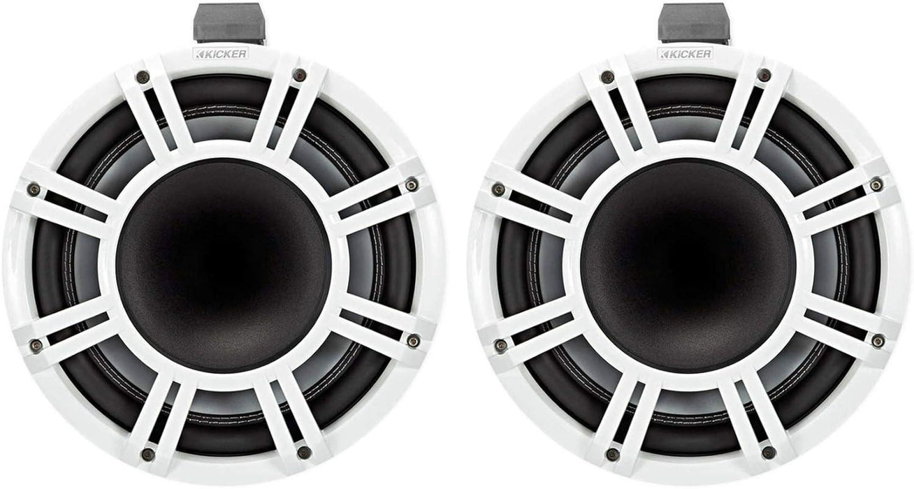 44KMTC114W KICKER KMTC11 11" White Marine Wakeboard Tower Speakers System Horn Loaded Compression Driver LED Lighted 4 Ohm (Pair) - Pro Audio Center