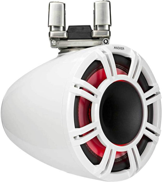 44KMTC114W KICKER KMTC11 11" White Marine Wakeboard Tower Speakers System Horn Loaded Compression Driver LED Lighted 4 Ohm (Pair) - Pro Audio Center