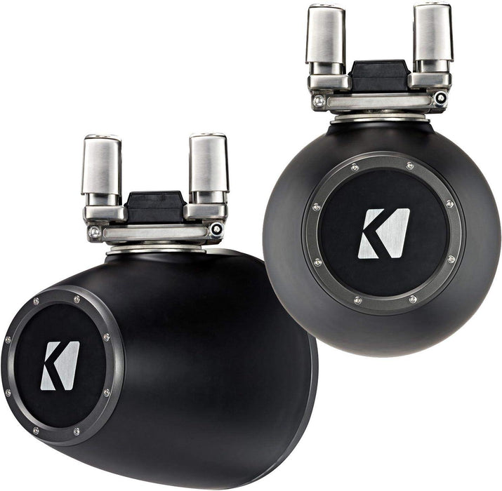 44KMTC94 KICKER KMTC9 9" Charcoal Marine Wakeboard Tower Speakers System Horn Loaded Compression Driver LED Lighted 4 Ohm (Pair) - Pro Audio Center