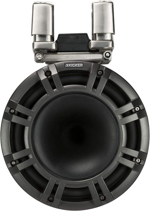 44KMTC94 KICKER KMTC9 9" Charcoal Marine Wakeboard Tower Speakers System Horn Loaded Compression Driver LED Lighted 4 Ohm (Pair) - Pro Audio Center
