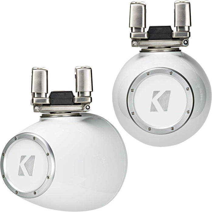 44KMTC94W KICKER KMTC9 9" White Marine Wakeboard Tower Speakers System Horn Loaded Compression Driver LED Lighted 4 Ohm (Pair) - Pro Audio Center