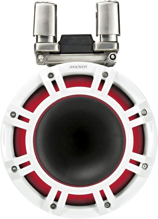 44KMTC94W KICKER KMTC9 9" White Marine Wakeboard Tower Speakers System Horn Loaded Compression Driver LED Lighted 4 Ohm (Pair) - Pro Audio Center