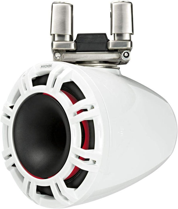 44KMTC94W KICKER KMTC9 9" White Marine Wakeboard Tower Speakers System Horn Loaded Compression Driver LED Lighted 4 Ohm (Pair) - Pro Audio Center
