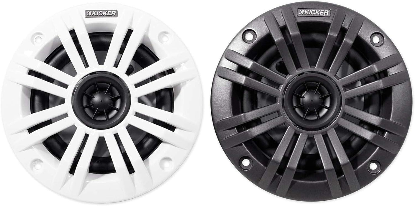 45KM44 KICKER KM Series 4" Inch Coaxial 2 Way Marine Waterproof Speakers 50W RMS 4 Ohm (Pair) - Pro Audio Center