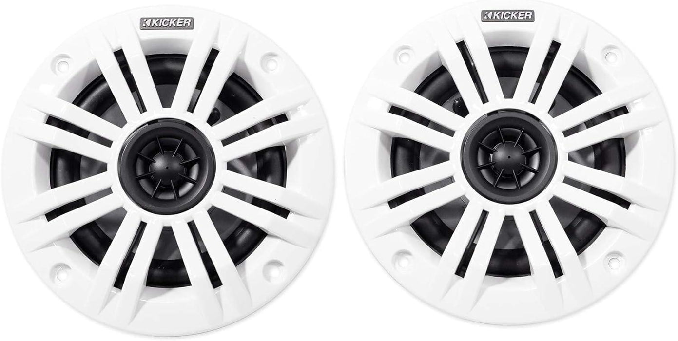 45KM44 KICKER KM Series 4" Inch Coaxial 2 Way Marine Waterproof Speakers 50W RMS 4 Ohm (Pair) - Pro Audio Center