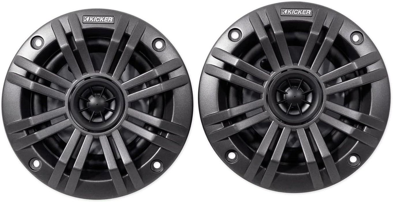 45KM44 KICKER KM Series 4" Inch Coaxial 2 Way Marine Waterproof Speakers 50W RMS 4 Ohm (Pair) - Pro Audio Center