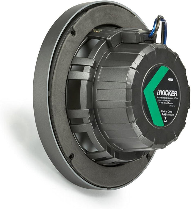 45KM654 KICKER KM Series 6.5" 6 1/2 Inch Coaxial 2 Way Marine Waterproof Speakers 65W RMS 4 Ohm (Pair) - Pro Audio Center