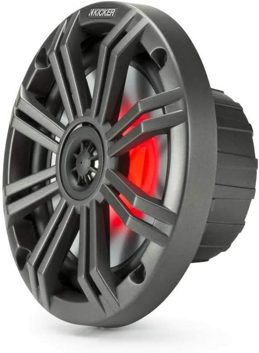 45KM654L KICKER KM Series 6.5" 6 1/2 Inch Coaxial 2 Way Marine Waterproof Speakers w/LED's 65W RMS 4 Ohm (Pair) - Pro Audio Center