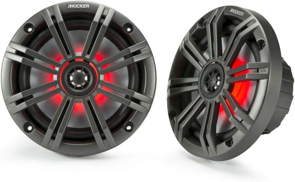 45KM654L KICKER KM Series 6.5" 6 1/2 Inch Coaxial 2 Way Marine Waterproof Speakers w/LED's 65W RMS 4 Ohm (Pair) - Pro Audio Center