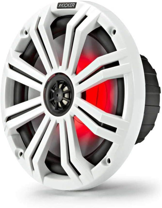 45KM84L KICKER KM Series 8" Coaxial 2 Way Marine Waterproof Speakers w/LED's KM8 150W RMS 4 Ohm (Pair) - Pro Audio Center
