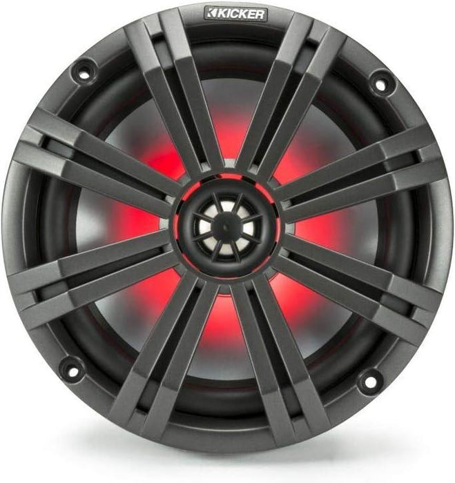 45KM84L KICKER KM Series 8" Coaxial 2 Way Marine Waterproof Speakers w/LED's KM8 150W RMS 4 Ohm (Pair) - Pro Audio Center