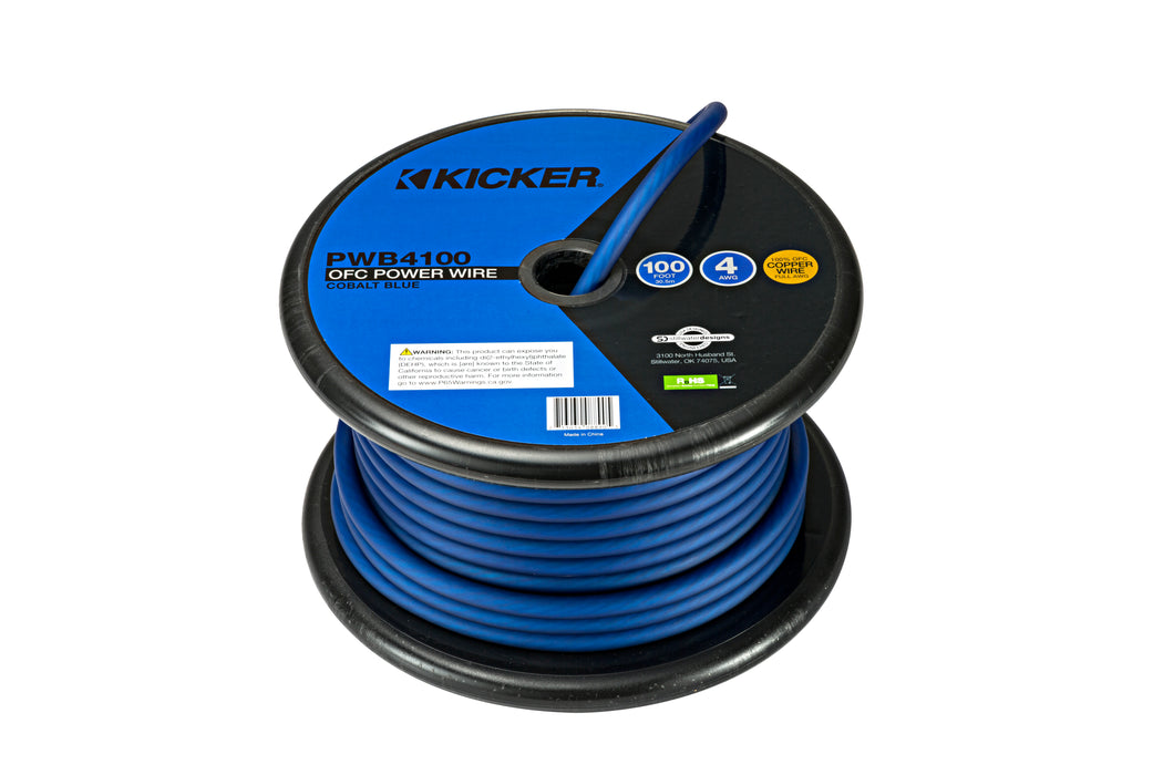 46PWB4100 KICKER 4 Gauge 100ft Power Wire Cable Spool Blue 4 AWG 4 GA