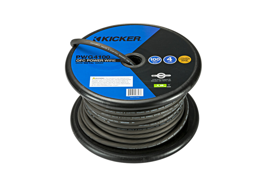 46PWG4100 KICKER 4 Gauge 100ft Power Wire Cable Spool Gray 4 AWG 4 GA