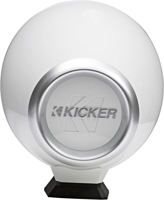 46KMFC65W KICKER KM Series 6.5" White Marine LED Lighted Coaxial Speakers+Surface Flat Mount Pods 4 Ohm (Pair) - Pro Audio Center