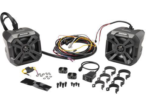 48BTCAN65 KICKER 6.5" Powered Tower Speakers w/Bluetooth 4 ATV / UTV / Golf Cart Tube Clamp Mount Pods (Pair)