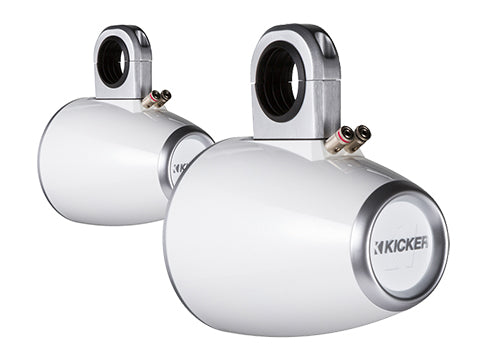 12KMTESW KICKER 6.5" Marine Wake Tower/Roll Bar Empty Speaker Enclosures ONLY, White (Pair) (speakers not included)