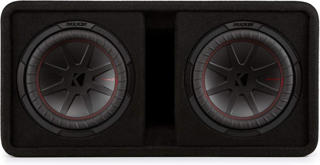 48DCWR102 KICKER 10" CompR Subwoofer Dual Loaded Enclosure Ported 800W RMS 2 Ohm - Pro Audio Center
