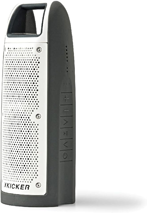 44BF100GY KICKER Bullfrog BF100 Bluetooth Portable Outdoor Speaker Waterproof Dustproof IP67 Rating 100 FT Wireless Range (Gray/White)