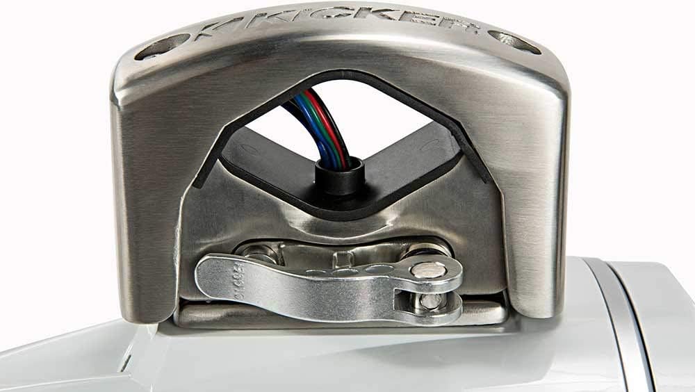 45KMTC8W KICKER KM Series 8" White Marine LED Lighted Coaxial Speakers + Wakeboard Tower Tube Clamp Mount Pods 4 Ohm (Pair)