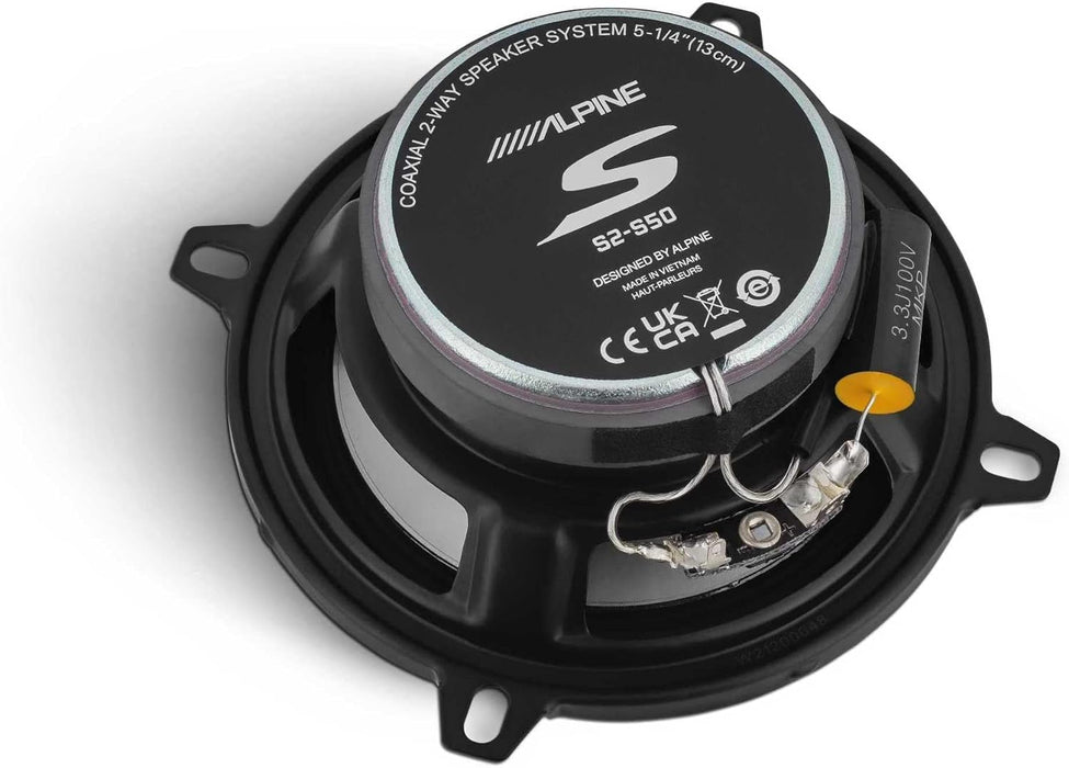 S2-S50 Alpine S-Series 5.25" 5 1/4 inch 2-Way Speakers 55W RMS 4 Ohm Car Audio (Pair)