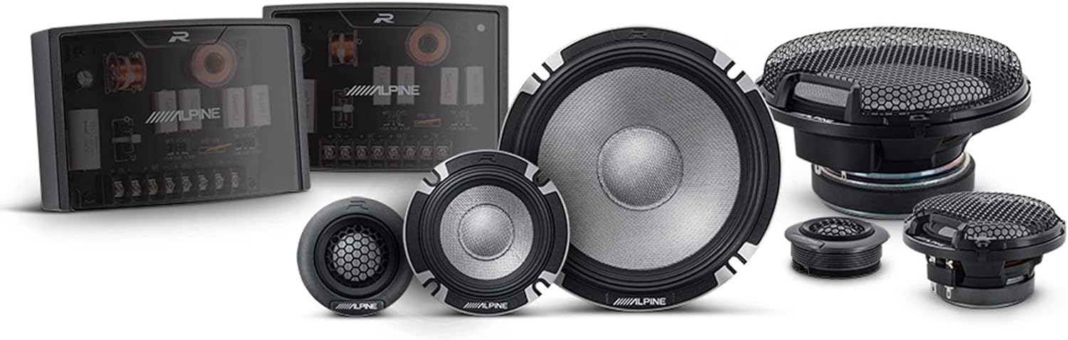 R2-S653 Alpine R-Series 6.5" High-Resolution 3-Way Component Speaker Set w/ 3" Midrange and 1" Tweeters 100W RMS Car Audio 4 Ohm (Pair)