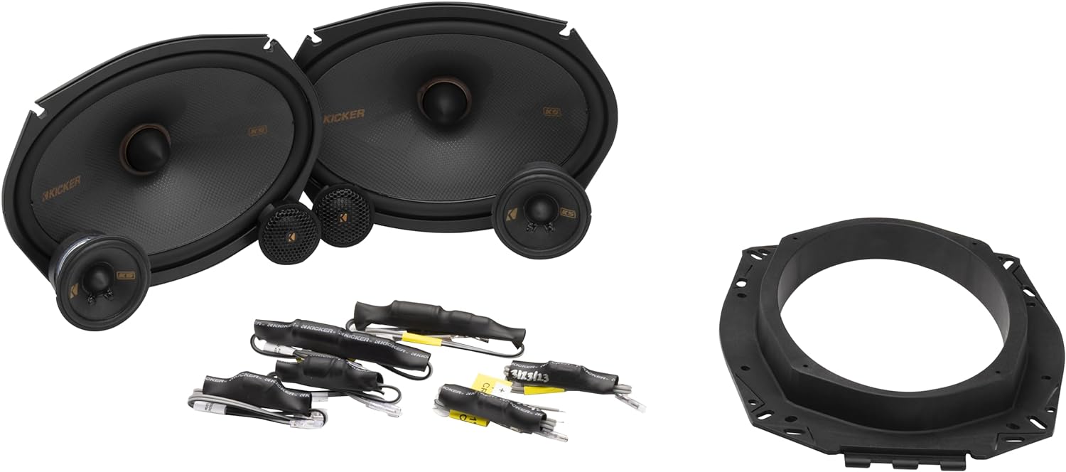 51KSS369 KICKER KS Series 6x9 Inch 3-Way Component Speakers Set w/ 2.75" Midrange Speaker and 1" Inch Tweeters 100W RMS Car Audio 4 Ohm (Pair)