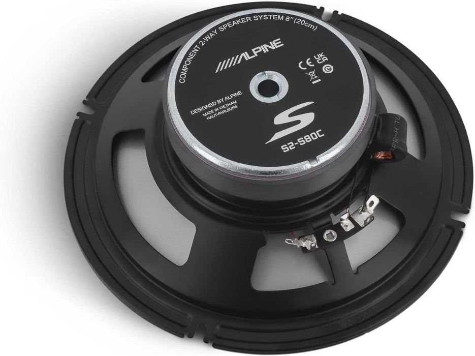 S2-S80C Alpine S-Series 8" inch Component Speakers Set 85W RMS 4 Ohm Car Audio (Pair)