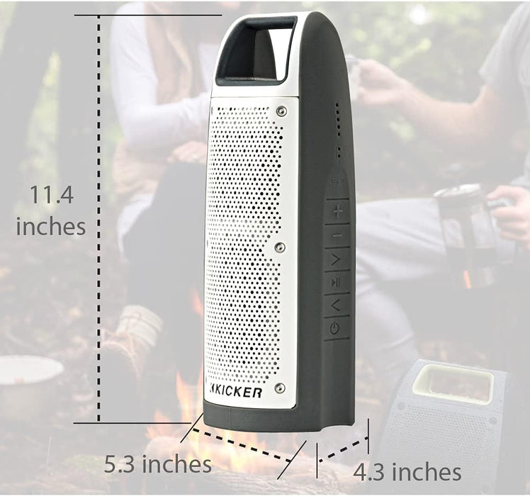44BF100GY KICKER Bullfrog BF100 Bluetooth Portable Outdoor Speaker Waterproof Dustproof IP67 Rating 100 FT Wireless Range (Gray/White)