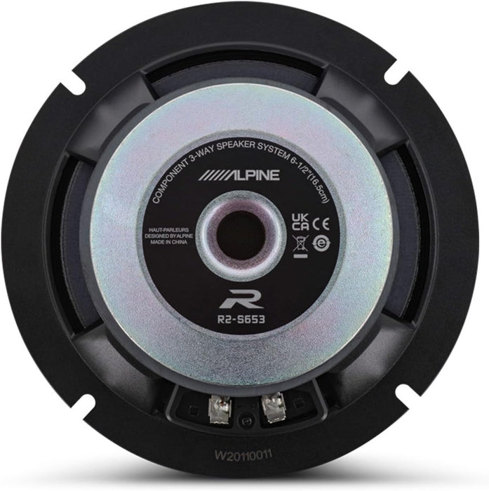 R2-S653 Alpine R-Series 6.5" High-Resolution 3-Way Component Speaker Set w/ 3" Midrange and 1" Tweeters 100W RMS Car Audio 4 Ohm (Pair)