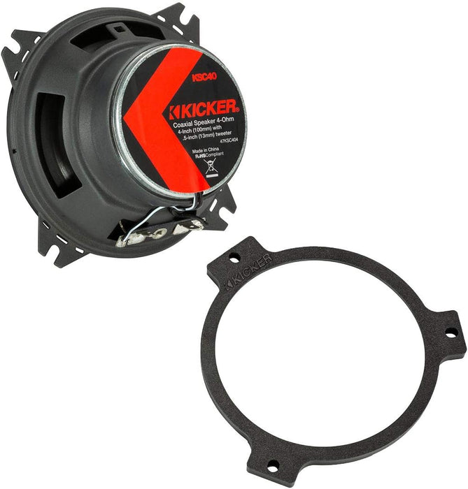 51KSC404 KICKER KS Series 4" Inch Coaxial 2 Way Speakers 75W RMS 4 Ohm Car Audio (Pair)
