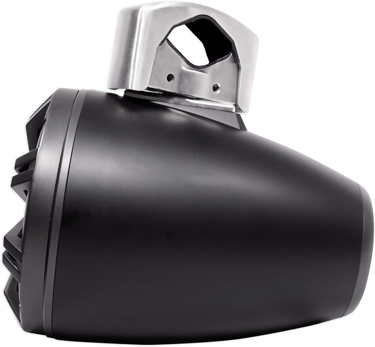 45KMTC8 KICKER KM Series 8" Black Marine LED Lighted Coaxial Speakers + Wakeboard Tower Tube Clamp Mount Pods 4 Ohm (Pair)