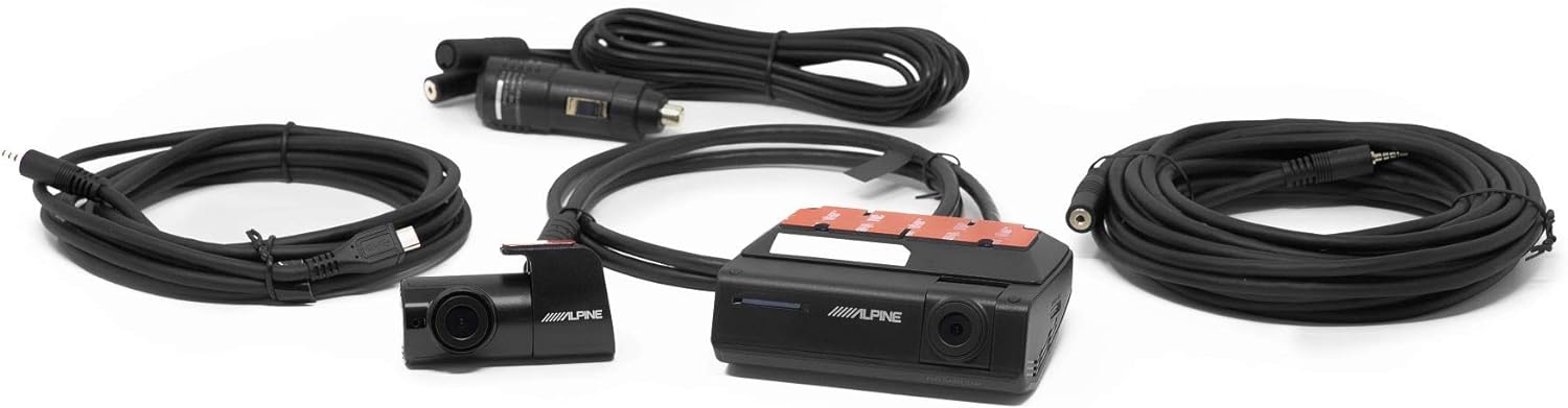 DVR-C320R Alpine Premium 1080P Night Vision Dash Camera Bundle (Front + Rear) with Built-in Drive Assist
