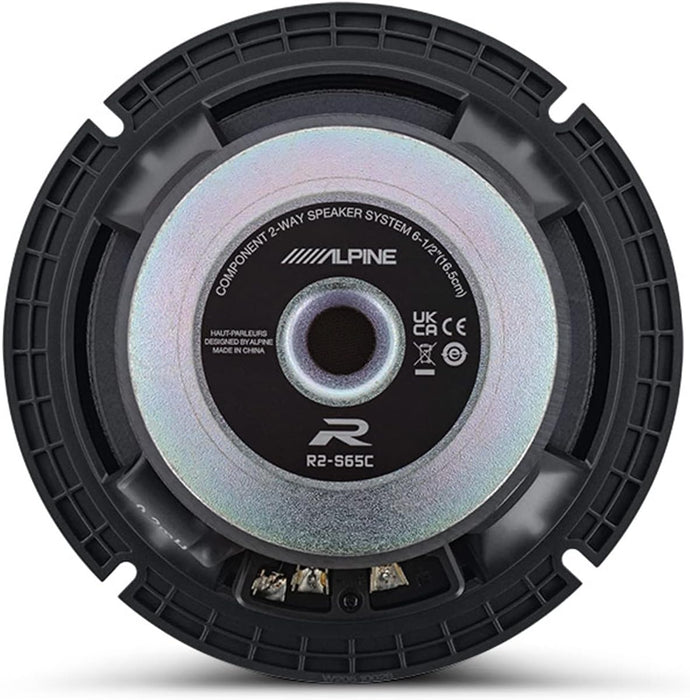 R2-S65C Alpine R-Series 6.5" High-Resolution 2-Way Component Speaker Set w/ 1" Tweeters 100W RMS Car Audio 4 Ohm (Pair)