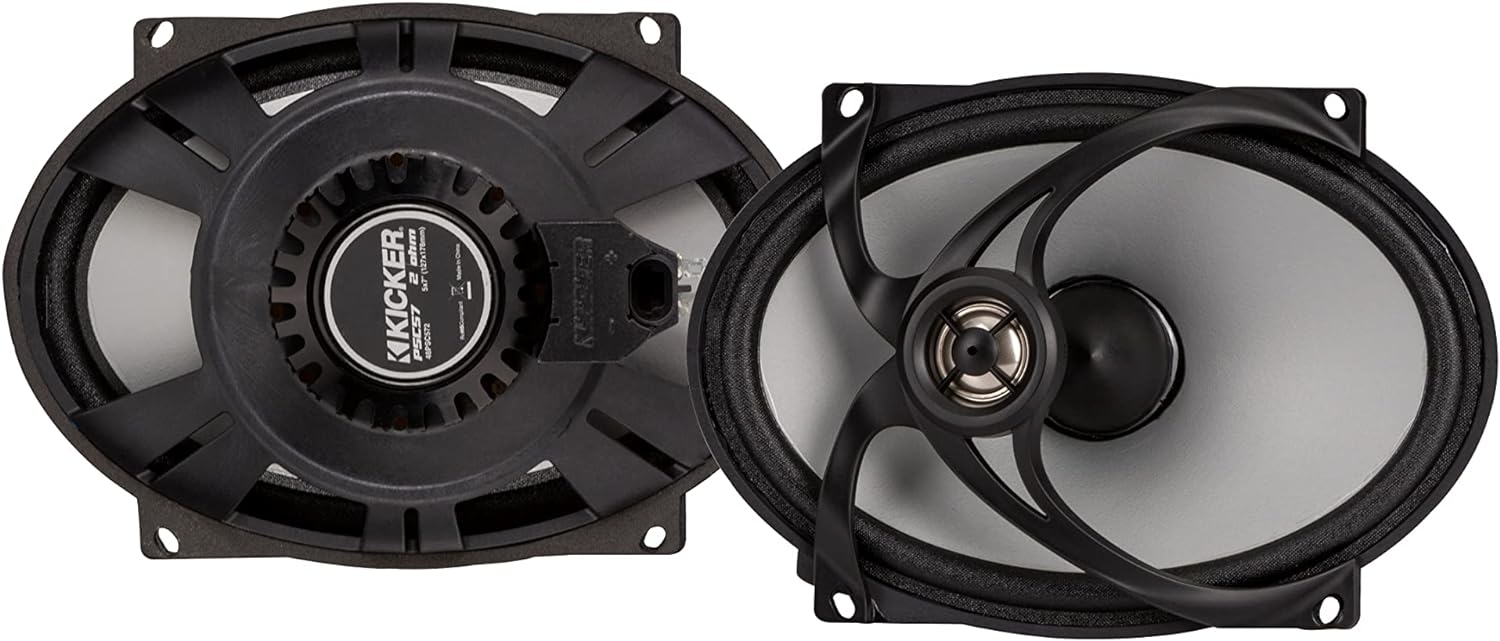 48PSC574 KICKER PS Series 5x7" Powersports 2-Way Coaxial Speakers 60W RMS for Motorcycle Harley Davidson Saddlebag ATV UTV RZR (4 Ohm) Pair