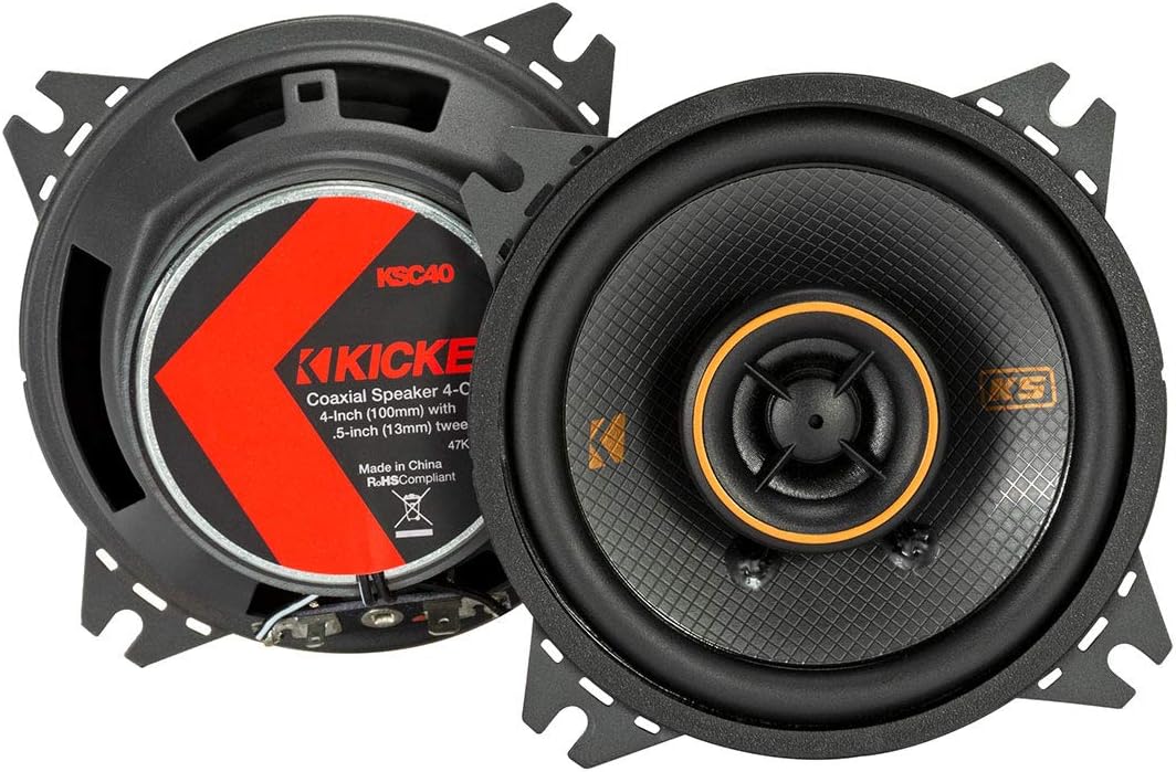 51KSC404 KICKER KS Series 4" Inch Coaxial 2 Way Speakers 75W RMS 4 Ohm Car Audio (Pair)