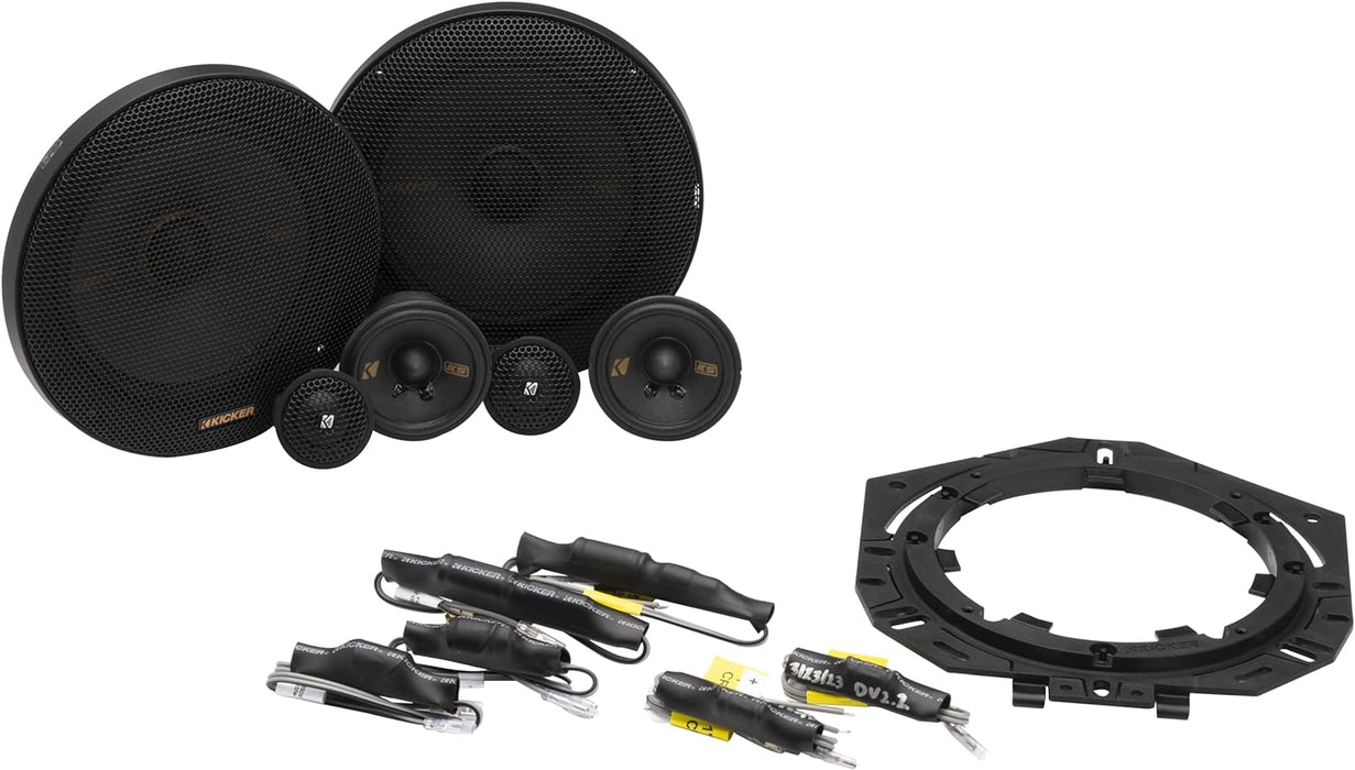 51KSS365 KICKER KS Series 6.5" 6 1/2 Inch 3-Way Component Speakers Set w/ 2.75" Midrange Speaker and 1" Inch Tweeters 100W RMS Car Audio 4 Ohm (Pair)