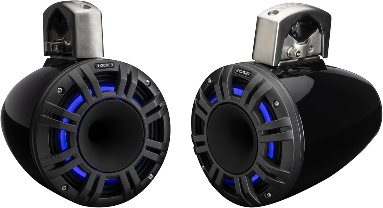 51KMTCXL8 KICKER KMTCXL 8" Marine Horn Loaded Compression Driver Wakeboard Tower Speakers RGB LED Lighted 4 Ohm (Pair) - Black