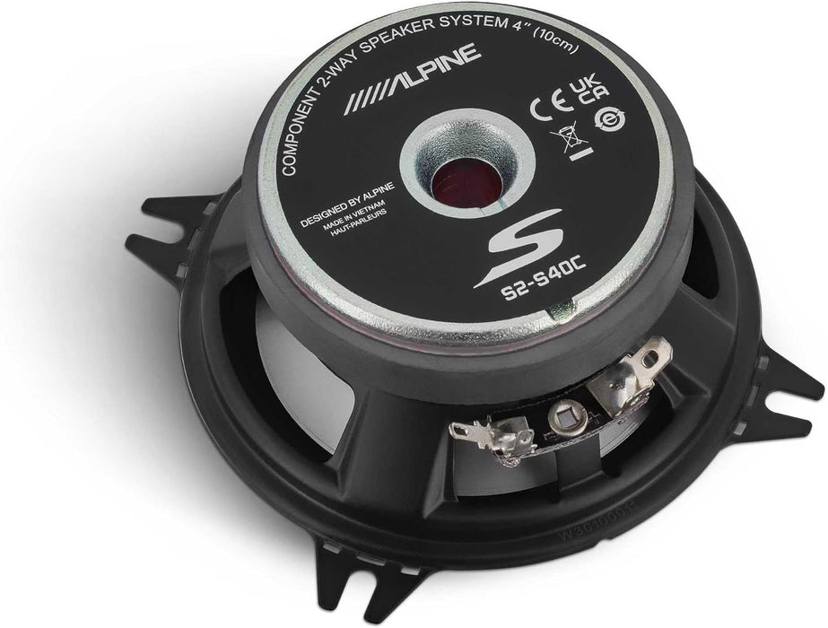 S2-S40C Alpine S-Series 4" inch Component Speakers Set 45W RMS 4 Ohm Car Audio (Pair)