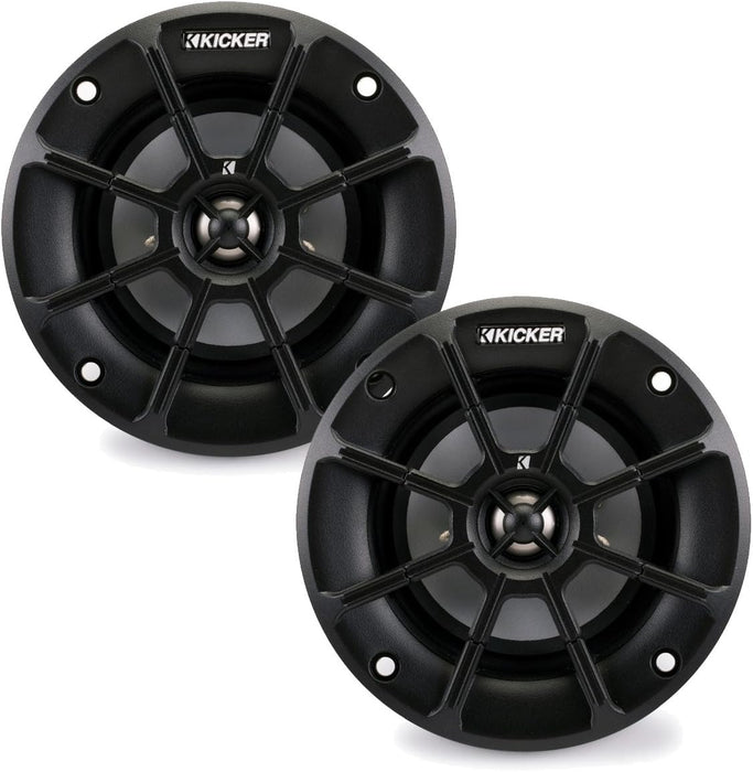 40PS44 KICKER PS Series 4" inch Powersports 2-Way Coaxial Speakers 30W RMS for Polaris Motorcycle ATV UTV RZR (4 Ohm) Pair