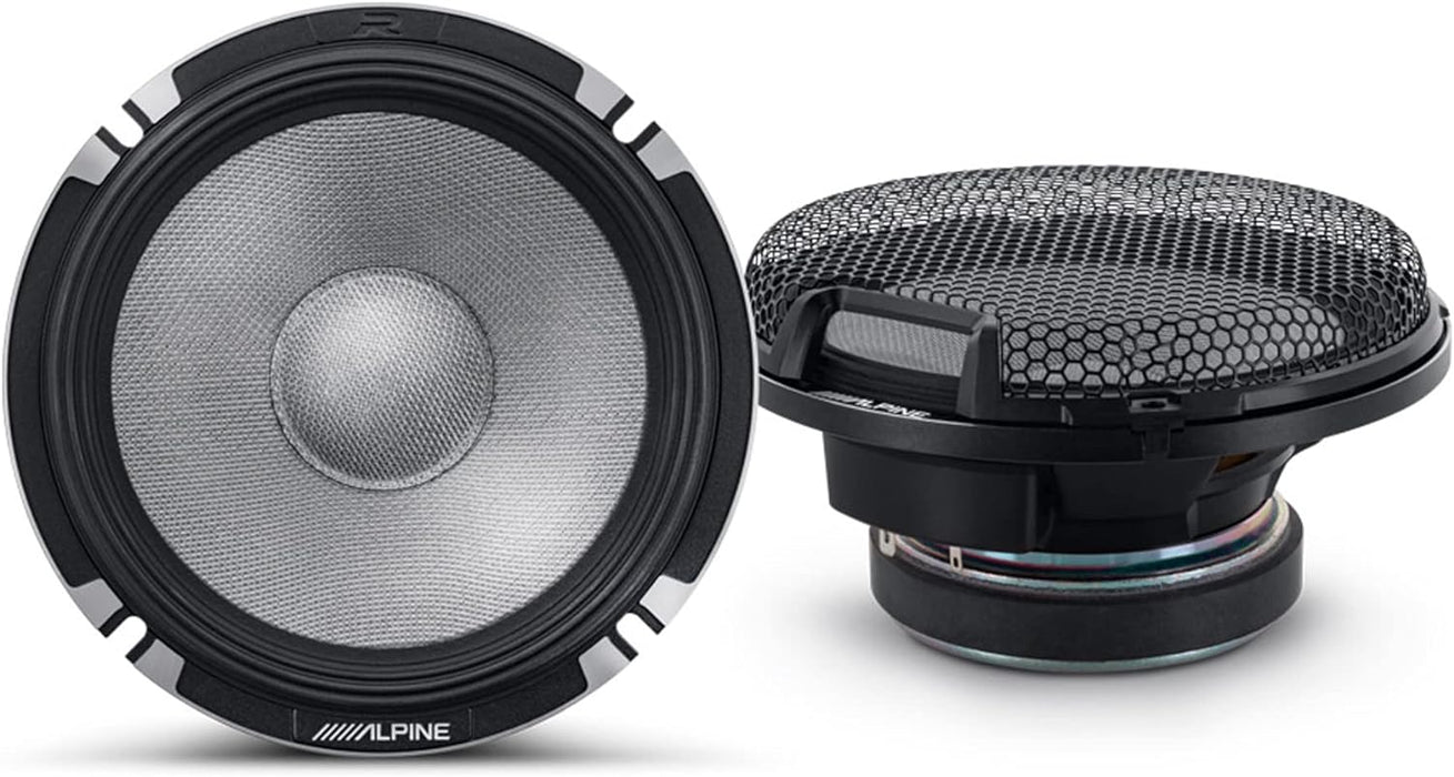R2-S653 Alpine R-Series 6.5" High-Resolution 3-Way Component Speaker Set w/ 3" Midrange and 1" Tweeters 100W RMS Car Audio 4 Ohm (Pair)