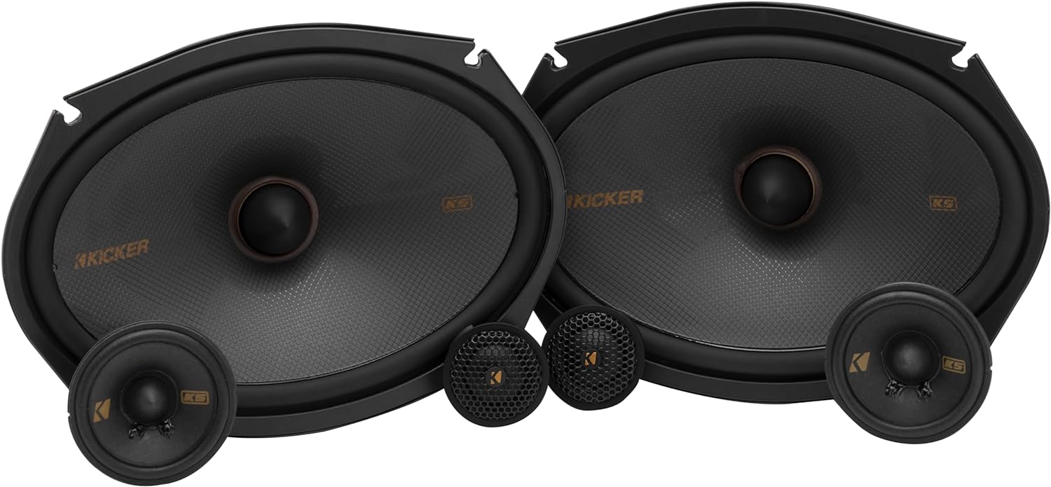 51KSS369 KICKER KS Series 6x9 Inch 3-Way Component Speakers Set w/ 2.75" Midrange Speaker and 1" Inch Tweeters 100W RMS Car Audio 4 Ohm (Pair)