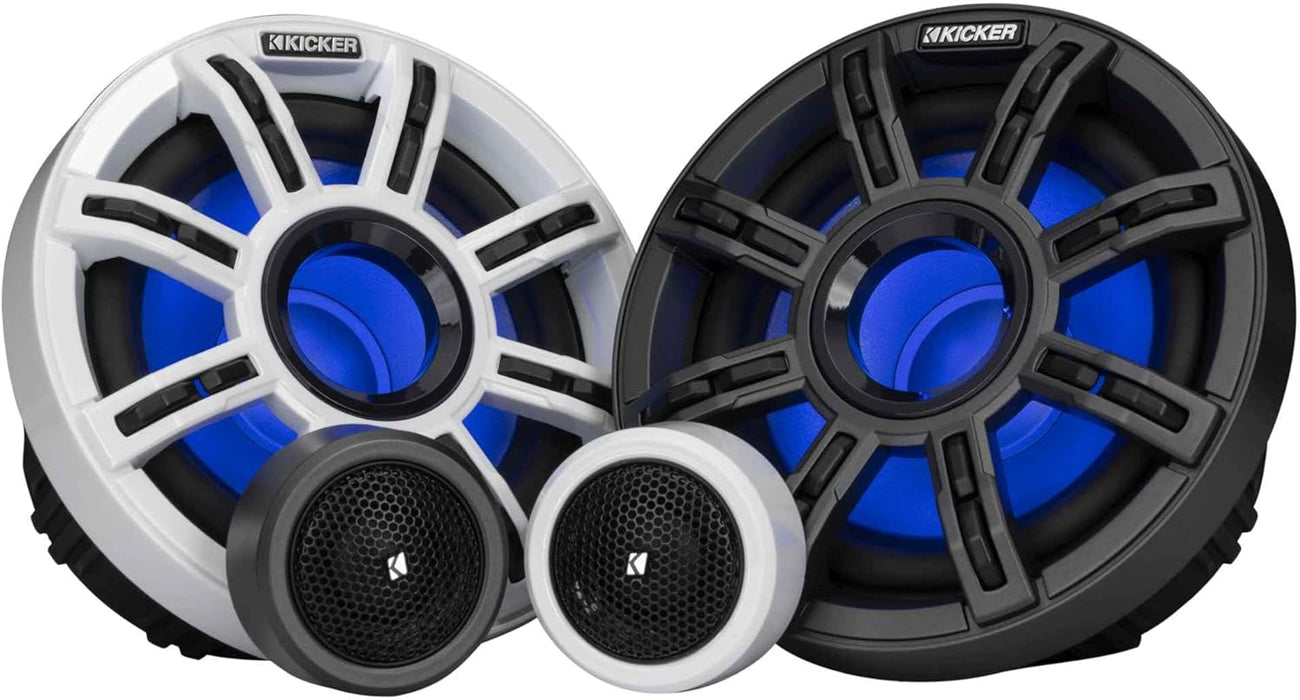 51MSS65 KICKER Premium 6.5" Marine Component 2-Way Waterproof Speakers w/LED's MSS65 100W RMS 4 Ohm (Pair)